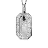 .49ct G SI 14K White Gold Diamond Name Dog Tag Pendant Necklace 18" Long