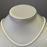 <span style="color:purple">¡ESPECIAL!</span>Collar unisex de tenis con diamantes redondos y baguette de oro blanco de 14K con G SI de 6.28ct y 55.88cm de largo