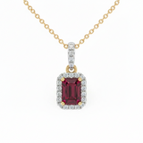 .83ct G SI 14kt Yellow Gold Diamond & Ruby Gemstone Pendant Necklace 18" Long