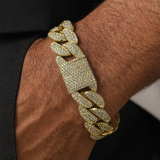 <span>DIAMOND CLOSEOUT! </span>18mm 13.04ct G SI 14K Yellow Gold Diamond Cuban Link Bracelet 8.5"