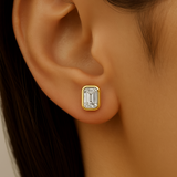 .61ct G SI 14K Yellow Gold Bezel Set Emerald Cut Diamond Solitaire Earrings