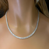 <span style="color:purple">¡ESPECIAL!</span>Collar unisex de tenis con diamantes redondos y baguette de oro blanco de 14K con G SI de 6.28ct y 55.88cm de largo