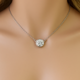 .40ct G SI 14K White Gold Round Diamond Bezel Pendant 18" Long