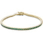 <span style="color:purple">SPECIAL!</span> 1.21ct 14K Yellow Gold Natural Emerald Tennis Bracelet 7"