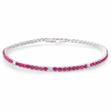 3.76ct G SI 14K White Gold Diamond & Ruby Tennis Bracelet 7" Long
