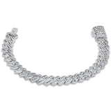 <span style="color:purple">SPECIAL!</span>  7MM 3.16ct G SI 14K White Gold Round & Baguette Diamond Cuban Bracelet 8.5" Long