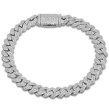 9MM 3.11ct G SI 14K White Gold Diamond Micro Pave Cuban Square Link Bracelet 8"