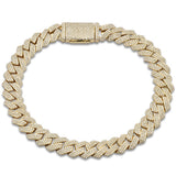 9mm 3.31ct G SI 14K Yellow Gold Diamond Micro Pave Cuban Square Link Bracelet 8"