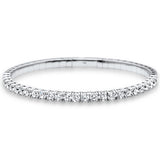 3.39ct 14K White Gold Round Diamond Flexible Bangle Bracelet