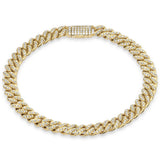 7MM 1.26ct G SI 14K Yellow Gold Diamond Round Cuban Bracelet 8"