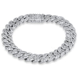 <span style="color:purple">SPECIAL!</span> 9mm 3.57ct G SI 14K White Gold Round & Baguette Iced Out Diamond Cuban Bracelet 8" Long