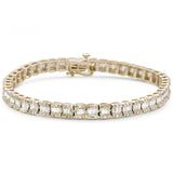 1.88ct G SI 14K Yellow Gold Round & Baguette Diamond Bracelet 7" Long
