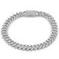 <span style="color:purple">SPECIAL!</span>7MM 2.15ct G SI 14K White Gold Diamond Square Cuban Bracelet 8" Long
