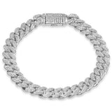9MM 2.28ct G SI 10K White Gold Diamond Round Cuban Bracelet 8"
