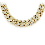 9MM 6.79ct G SI 14K Yellow Gold Diamond Round Cuban Necklace 22"