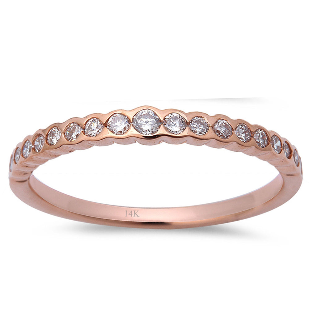 <span>¡CIERRE DE DIAMANTES! </span>Anillo de compromiso y boda de diamante de oro rosa de 14kt con pavé de 0,29 ct, talla 6.5