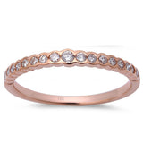 <span>¡CIERRE DE DIAMANTES! </span>Anillo de compromiso y boda de diamante de oro rosa de 14kt con pavé de 0,29 ct, talla 6.5