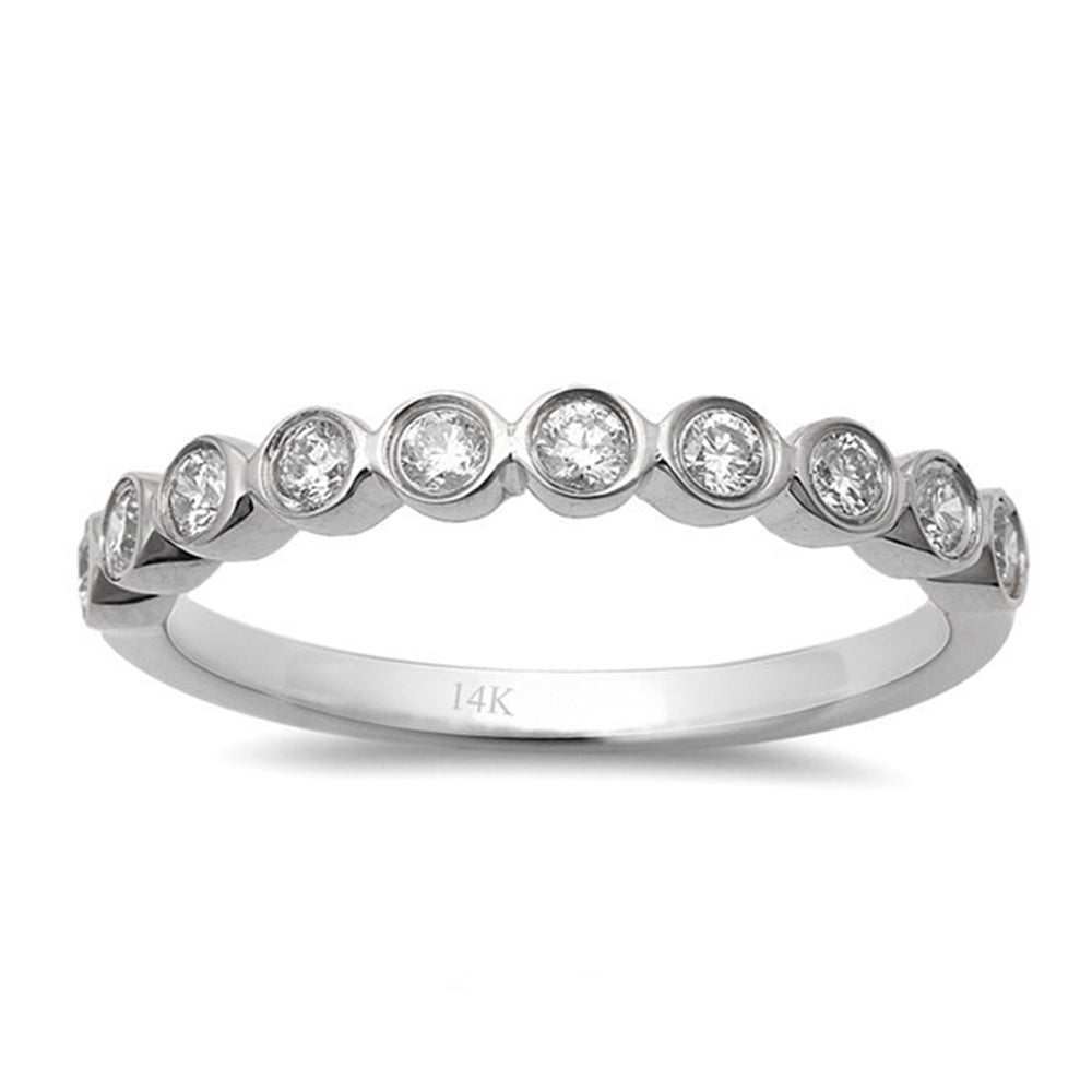 <span>¡REMATES DE DIAMANTES! </span> Anillo de boda con diamantes pavé de oro blanco de 14 kt y 0,32 ct, talla 6.5