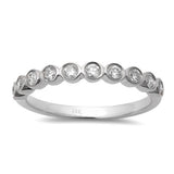 <span>¡REMATES DE DIAMANTES! </span> Anillo de boda con diamantes pavé de oro blanco de 14 kt y 0,32 ct, talla 6.5