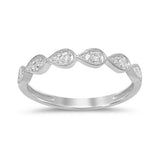 <span>¡LIQUIDACIÓN DE DIAMANTES! </span>Anillo de banda de diamantes de oro blanco de 14 kt, 0,13 ct G SI, en forma de lágrima, talla 6,5