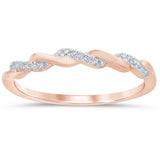 <span>DIAMOND CLOSEOUT! </span>.06ct 14kt Rose Gold Twisted Band Diamond Ring Size 6.5