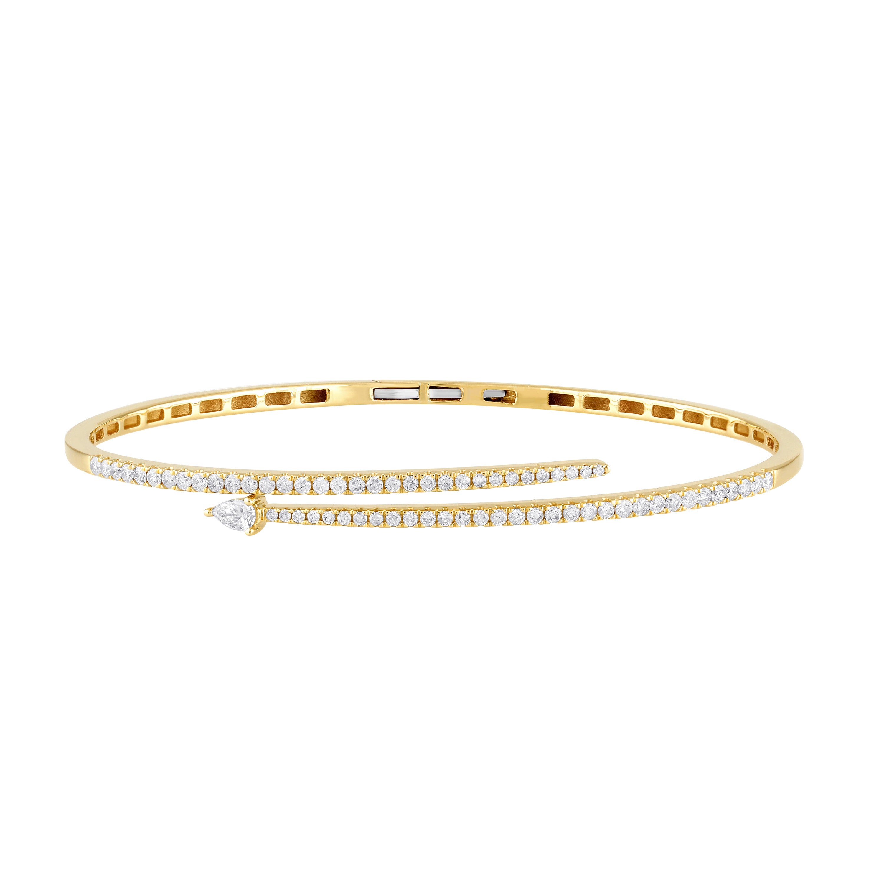 .94ct G SI 14K Yellow Gold Diamond Wrap Around Bangle Bracelet