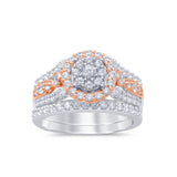 <span>DIAMOND CLOSEOUT! </span>1.21ct 14k Two tone Gold Round Diamond Engagement Bridal Set Ring Size 6.5