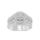 <span>¡LIQUIDACIÓN DE DIAMANTES! </span>Juego de anillos de compromiso de diamante redondo de 1,23 ct, G SI, oro blanco de 14 kt