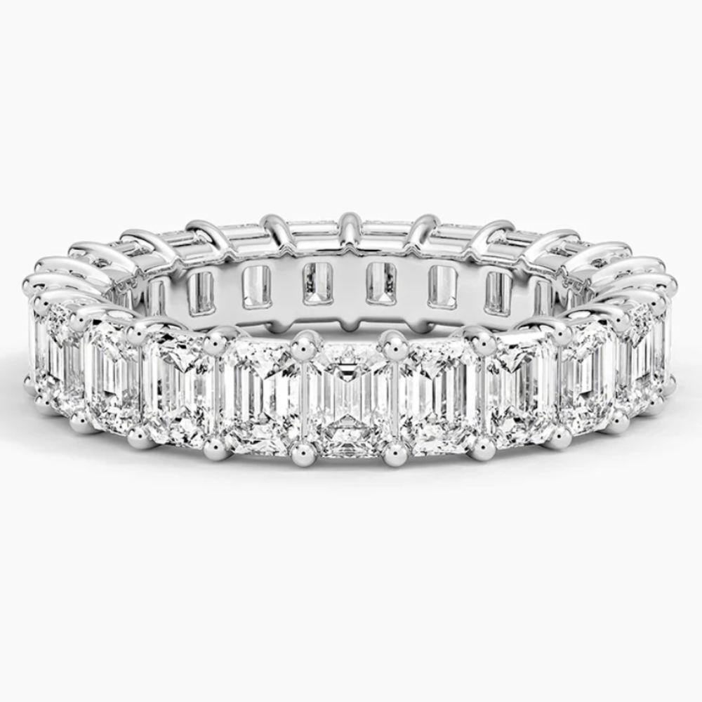 <span style="color:purple">SPECIAL!</span> 3.14ct G SI 14kt White Gold Emerald Cut Diamond Eternity Band Ring Size 6.5