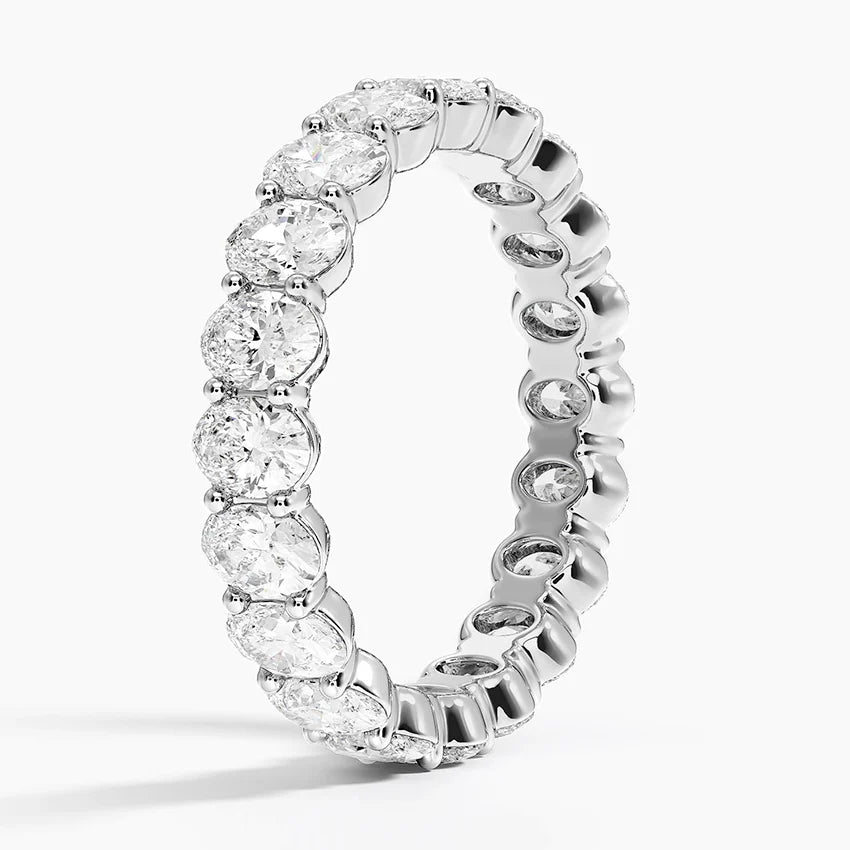 <span style="color:purple">SPECIAL!</span> 3.73ct G SI 14K White Gold Oval Diamond Eternity Band Ring Size 6.5