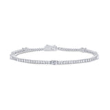 2.13ct G SI 14K White Gold Diamond & Emerald Cut Tennis Bracelet 7" Long