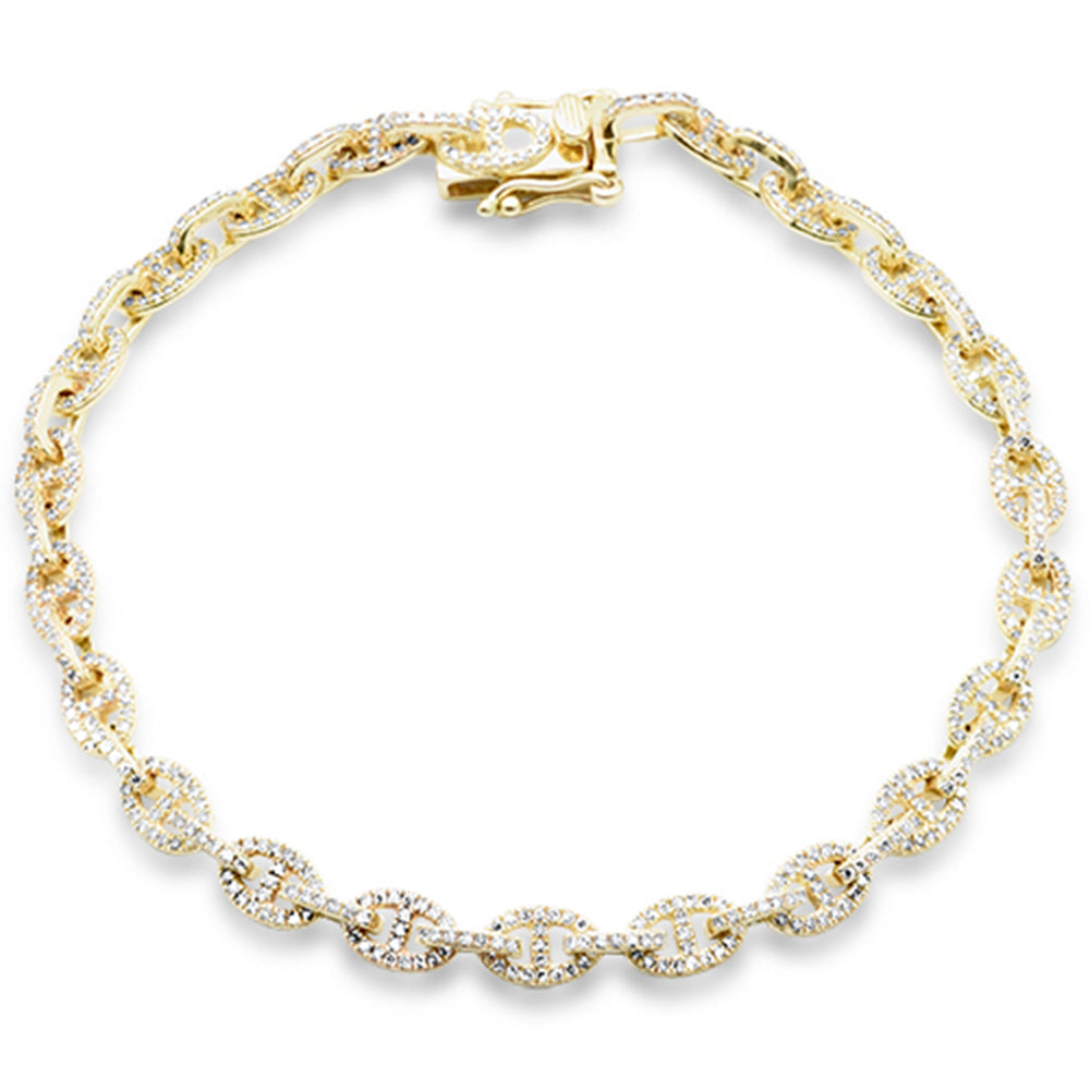 <span style="color:purple">¡ESPECIAL!</span> Pulsera de eslabones de oro amarillo de 14 quilates con diamantes de 1.17ct G SI, 8.5" de largo