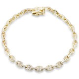 <span style="color:purple">¡ESPECIAL!</span> Pulsera de eslabones de oro amarillo de 14 quilates con diamantes de 1.17ct G SI, 8.5" de largo