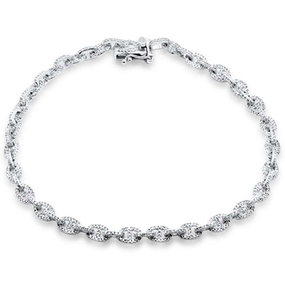 <span style="color:purple">¡ESPECIAL!</span> Pulsera de eslabones de oro blanco de 14 quilates con diamantes de 0,98 ct G SI, 7" de largo