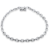 <span style="color:purple">¡ESPECIAL!</span> Pulsera de eslabones de oro blanco de 14 quilates con diamantes de 0,98 ct G SI, 7" de largo