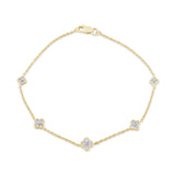 .42ct G SI 14K Yellow Gold Diamond Flower Chain Bracelet 7" Long