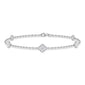 <span style="color:purple">SPECIAL!</span>.43ct 14k White Gold Diamond Flower Chain Bracelet 7"