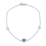 <span style="color:purple">SPECIAL!</span> .22ct G SI 14K White Gold Diamond Evil Eye Bracelet 7" Long