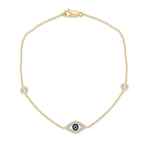 .23ct G SI 14K Yellow Gold Diamond Evil Eye Bracelet 7" Long
