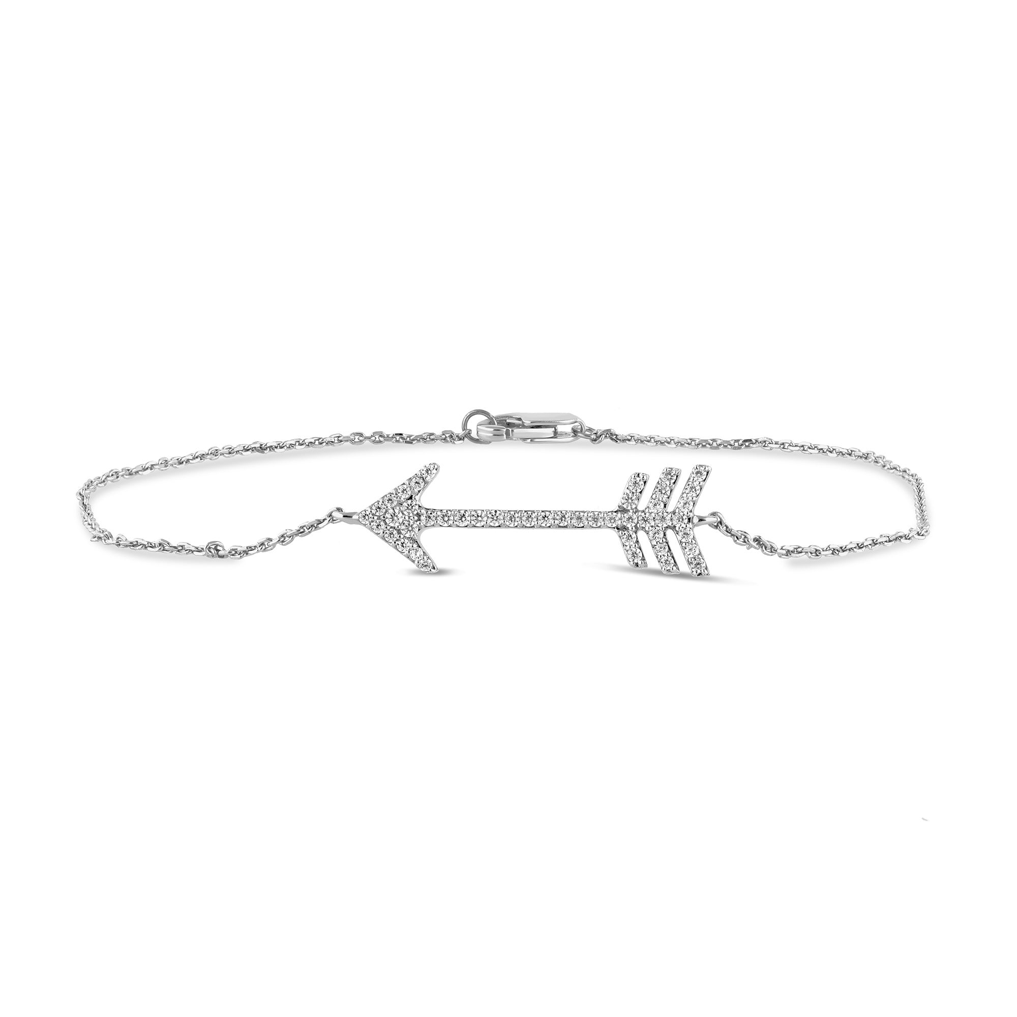 .21ct G SI 14K White Gold Diamond Arrow Style Bracelet 7.5" Long