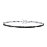 <span style="color:purple">SPECIAL!</span> 3.15ct G SI 14K White Gold Diamond Black Diamond Tennis Bracelet 7" Long