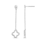 .17ct G SI 14K White Gold Diamond Flower Dangling Earrings