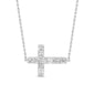 <span style="color:purple">SPECIAL!</span> .25ct G SI 14K White Gold Diamond Sideways Cross Pendant Necklace 16" + 2" EXT