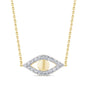 .10ct G SI 14K Yellow Gold Diamond Evil Eye Pendant Necklace 16+2" Long