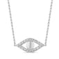 .12ct G SI 14K White Gold Diamond Evil Eye Pendant Necklace 16+2" Long