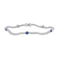 <span style="color:purple">SPECIAL!</span> 2.69ct G SI 14K White Gold Diamond & Blue Sapphire Gemstones Tennis Bracelet 7" Long