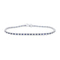 2.19ct G SI 14K  White Gold Blue Sapphire & Diamond Tennis Bracelet 7" Long