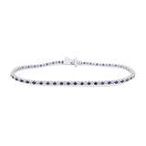 2.14ct G SI 14K  White Gold Blue Sapphire & Diamond Tennis Bracelet 7" Long