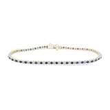 <span>GEMSTONE CLOSEOUT </span>! 2.09ct G SI 14K Yellow Gold Blue Sapphire & Diamond Tennis Bracelet 7" Long