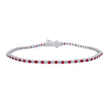 2.21ct G SI 14K White Gold Ruby Gemstone & Diamond Tennis Bracelet 7" Long